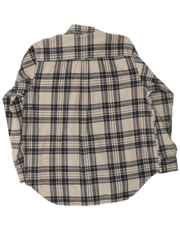 Camicia da uomo in velluto a coste Blanc Bleu, cotone a quadri bianco sporco grande