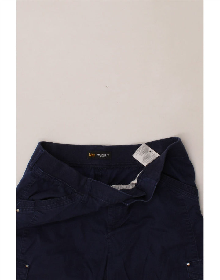 LEE Womens Mid Rise Relaxed Fit Cargo Shorts US 10 Large W32 Navy Blue Vintage Lee and Second-Hand Lee from Messina Hembry 