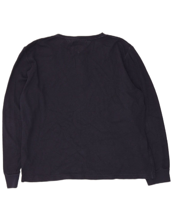 Tommy Hilfiger Uomo Slim Fit Top Manica Lunga XL Blu Navy Cotone