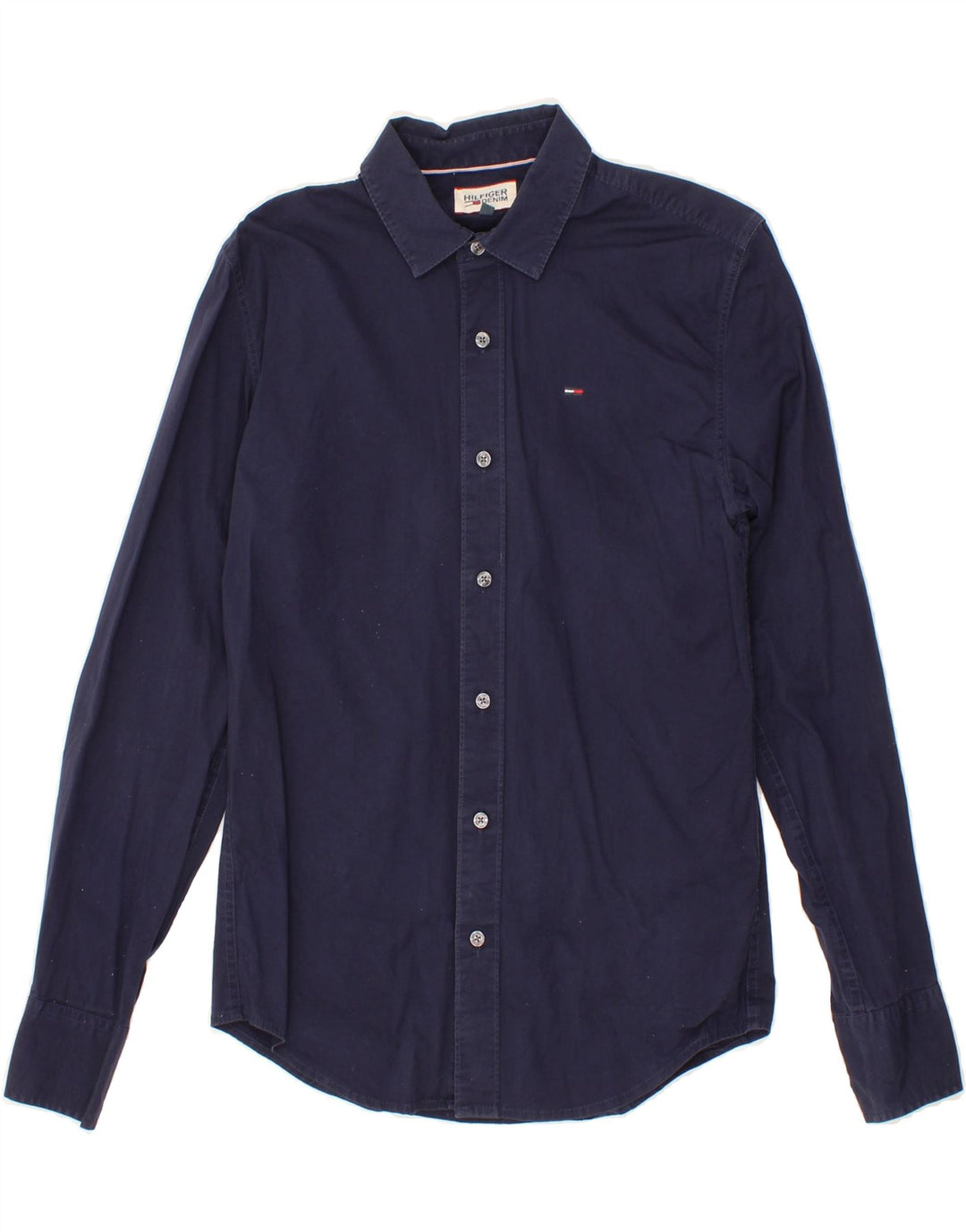 TOMMY HILFIGER Mens Shirt Small Navy Blue Cotton Vintage Tommy Hilfiger and Second-Hand Tommy Hilfiger from Messina Hembry 