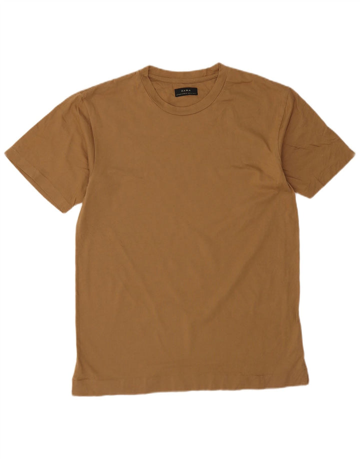 T-shirt Zara da uomo Top in cotone beige medio