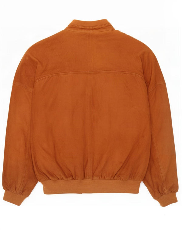 Giubbotto bomber vintage in pelle scamosciata da uomo IT 56 3XL in pelle marrone