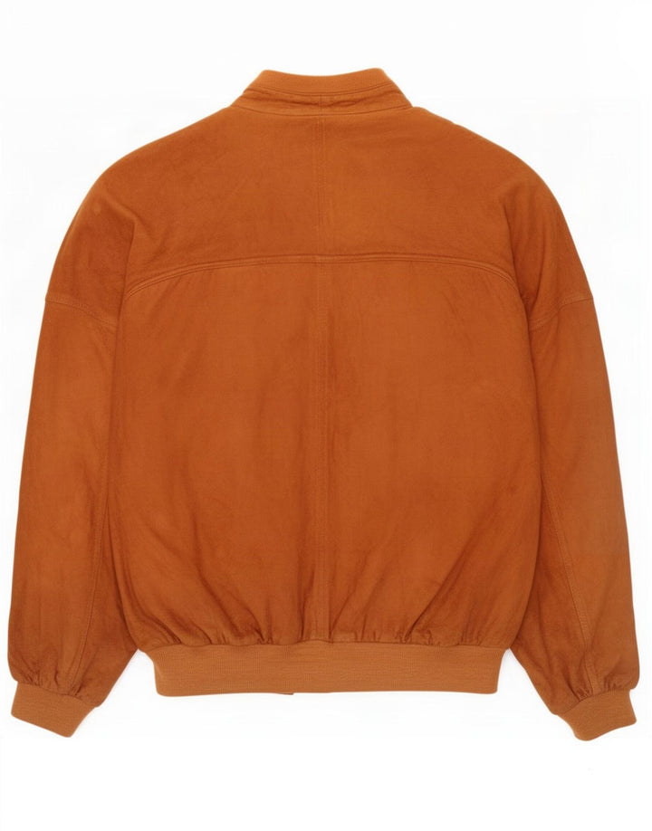 Giubbotto bomber vintage in pelle scamosciata da uomo IT 56 3XL in pelle marrone