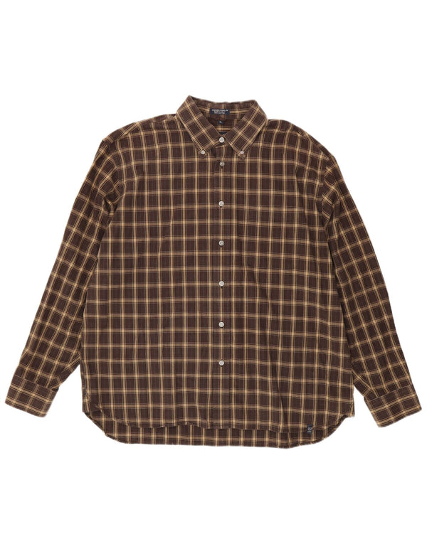 Camicia da uomo Izod XL in cotone a quadri marrone