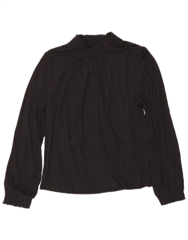 J. CREW Camicetta a maniche lunghe da donna UK 16 Large Nero Poliestere