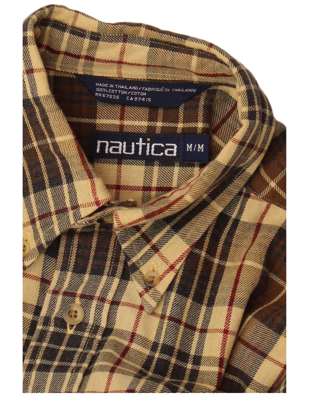 NAUTICA Camicia da uomo in flanella di cotone a quadri marrone medio