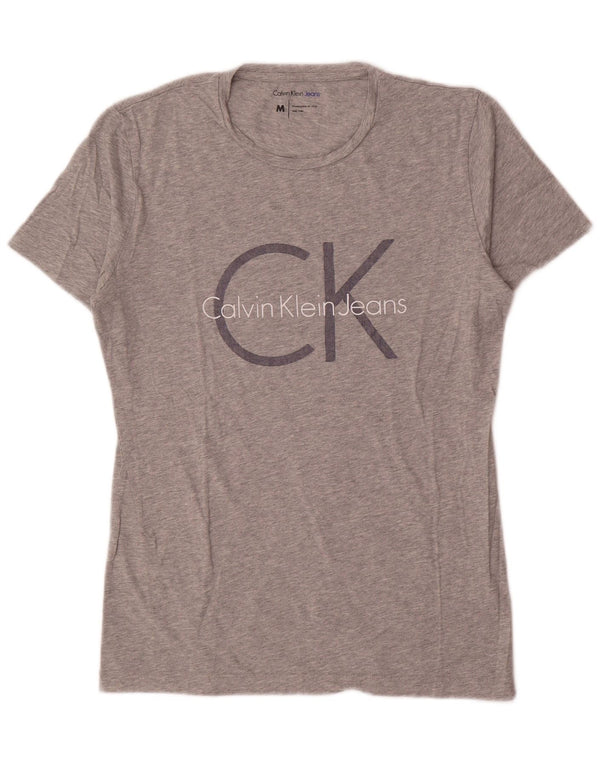 Calvin Klein Jeans Mens Graphic T-Shirt Top Medium Grey Flecked