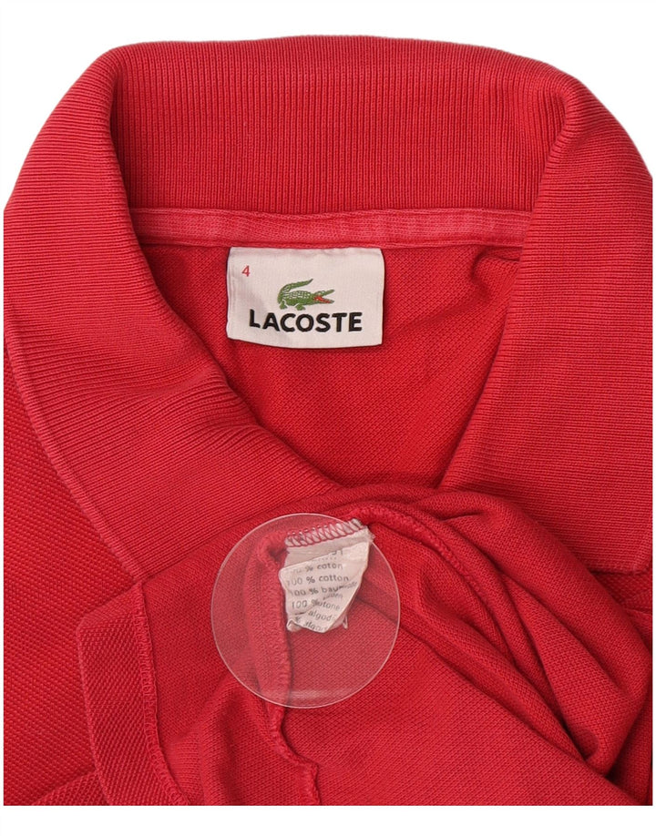 Polo da uomo a maniche lunghe Lacoste taglia 4, cotone rosso medio