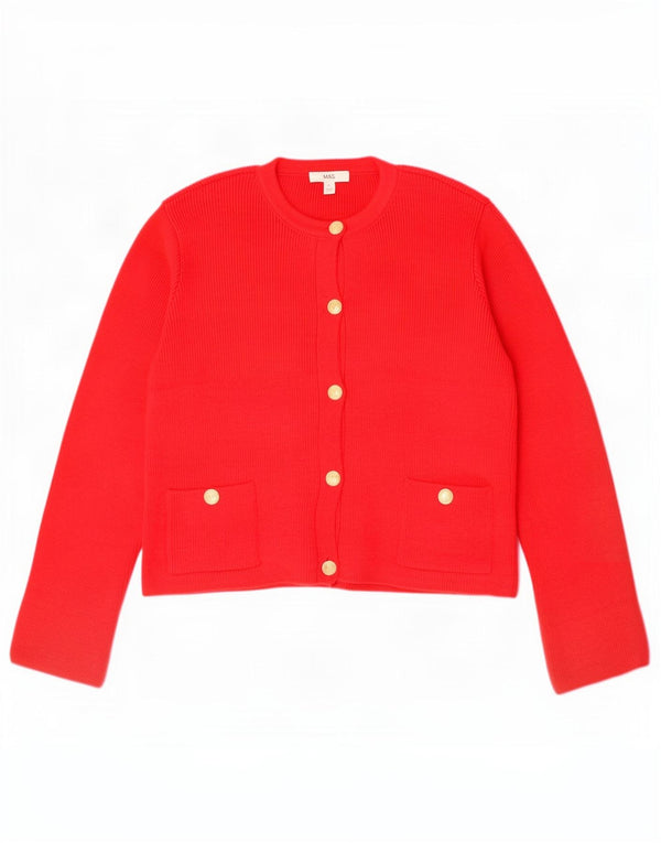 Maglione cardigan oversize da donna Marks & Spencer UK 16 grande acrilico rosso