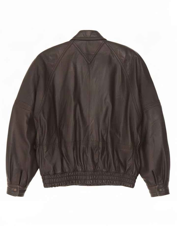 Giacca in pelle vintage da uomo IT 50 grande nera