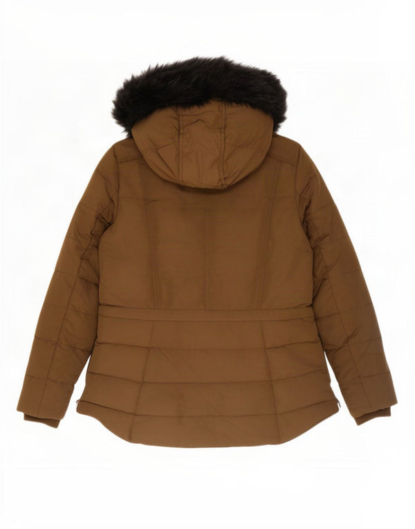 Zara Womens Hooded Padded Jacket UK 14 Large Khaki