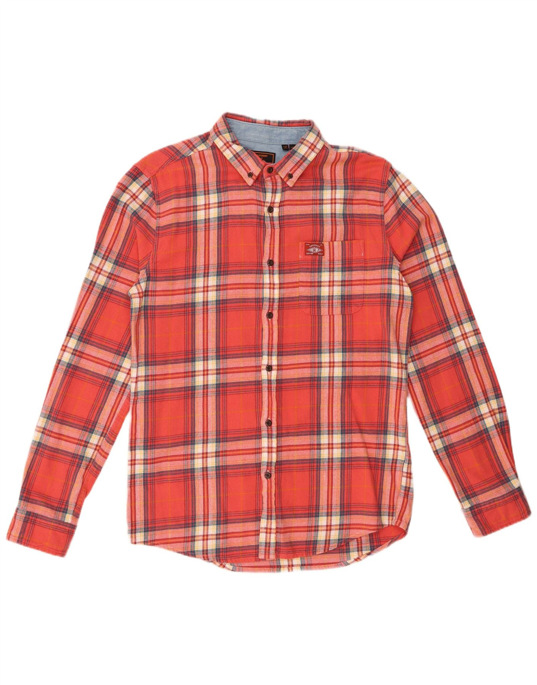 Camicia da uomo in flanella Superdry, cotone scozzese grande rosso