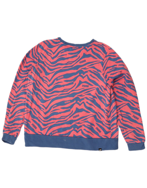 Felpa grafica da donna Puma Jumper UK 18 XL Cotone con stampa animalier blu
