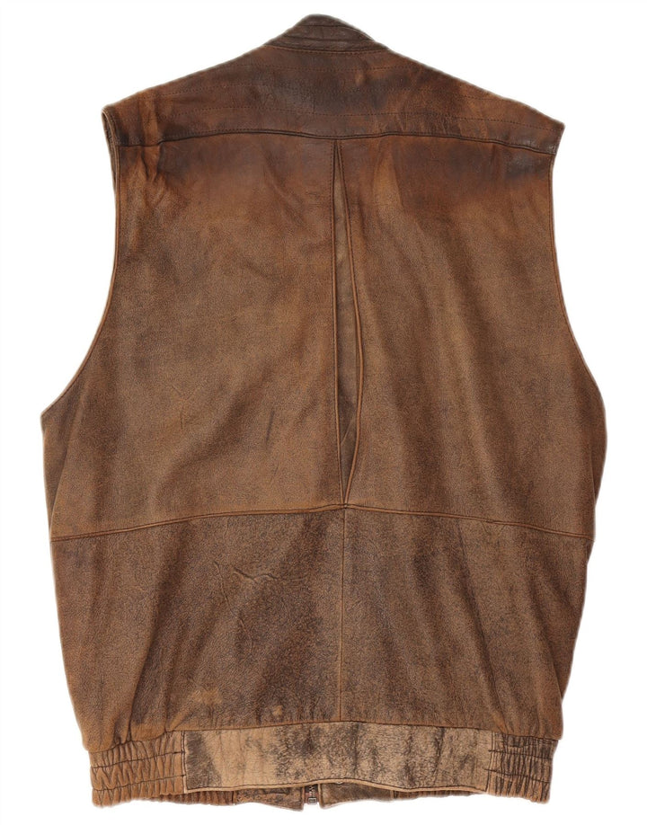 Gilet in pelle da uomo Mark Astor IT 48 Marrone medio