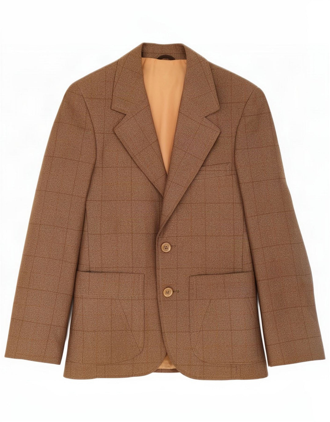Giacca blazer vintage da ragazzo a 2 bottoni 6-7 anni a quadri marrone