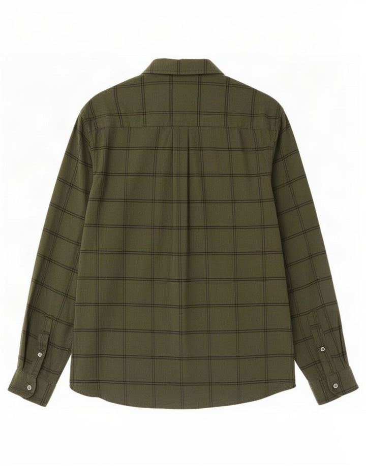 Lyle & Scott Camicia in flanella da uomo in cotone scozzese medio kaki