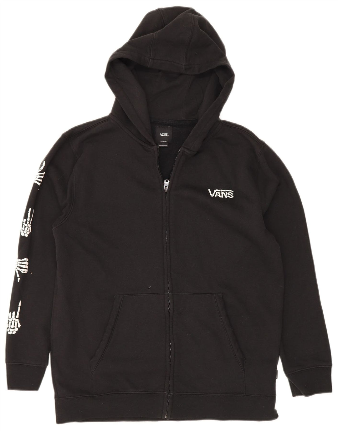 Felpa con cappuccio e zip grafica da donna VANS UK 18 XL cotone nero