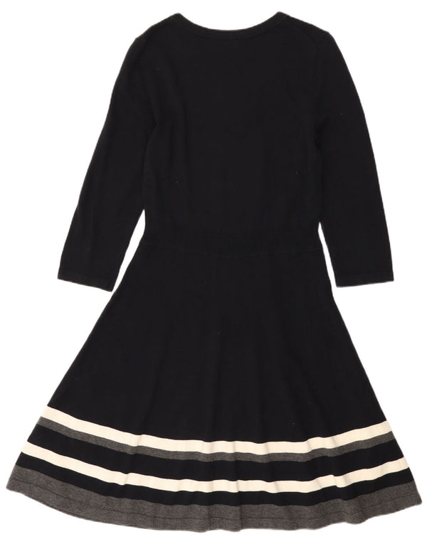 Abito maglione da donna con maniche a 3/4 Hobbs UK 12 Cotone medio a righe blu navy