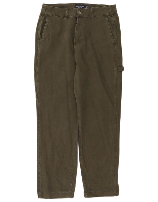 Pantaloni cargo larghi da uomo Abercrombie & Fitch W32 L32 in cotone verde