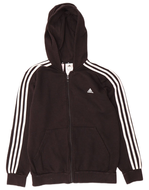 Felpa con cappuccio e zip Adidas da bambino 13-14 anni in cotone nero