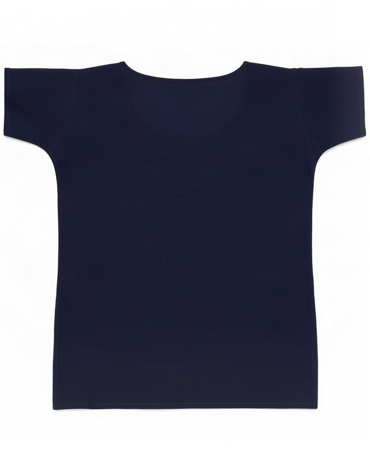 Camicetta vintage da donna con motivo astratto UK 12 Blu navy medio