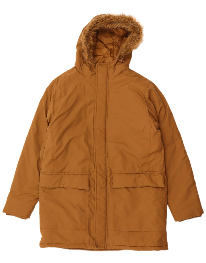 Cappotto imbottito con cappuccio da uomo French Connection UK 38 Poliammide marrone medio