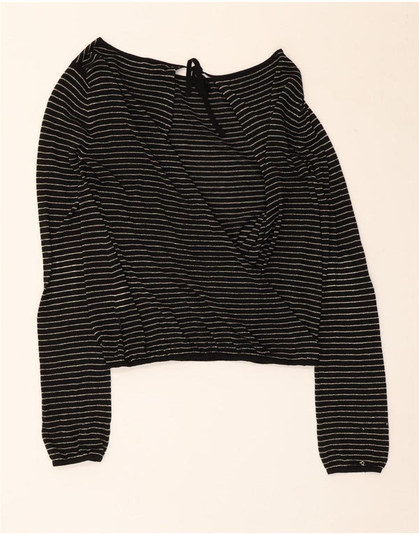 Top corto da donna Calvin Klein in camicetta UK 14 grande viscosa a righe nere