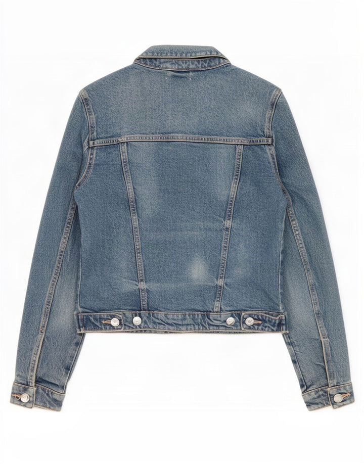 Giacca corta in denim da donna Zara UK 10 piccola in cotone blu