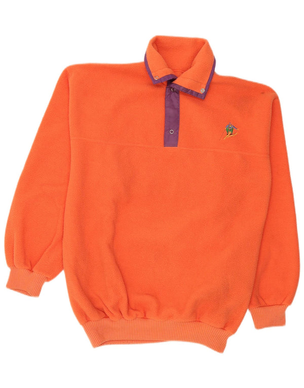 Maglione in pile da uomo vintage con collo alto, arancione medio, sportivo