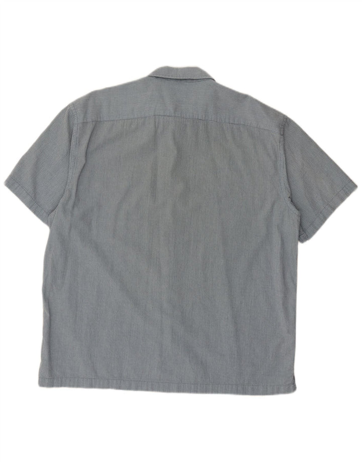 GAP Mens Short Sleeve Shirt Large Blue Pinstripe Cotton