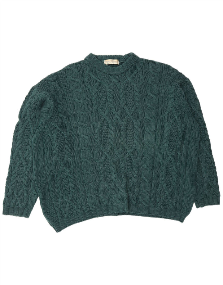 Maglione maglione girocollo da uomo Marks & Spencer XL verde lana vergine