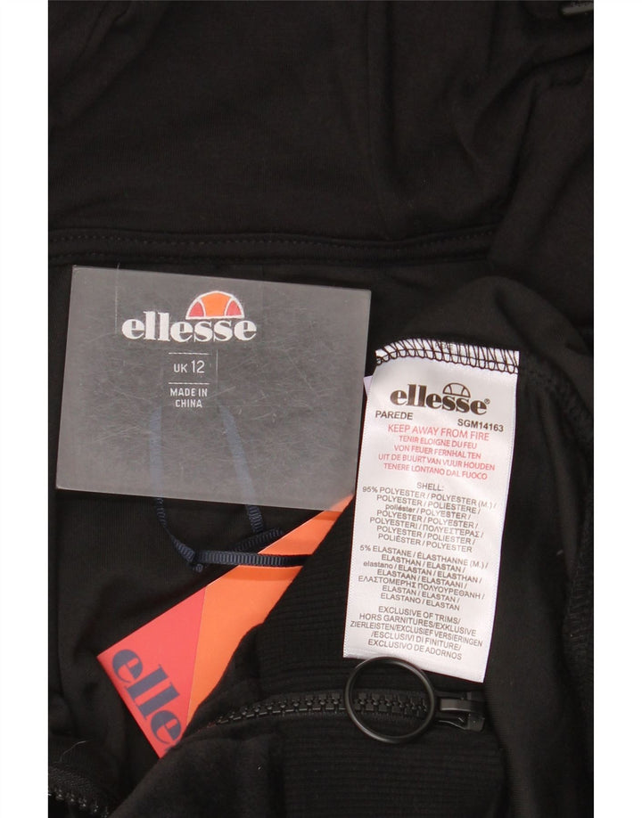 Maglione con cappuccio e zip corta in velluto da donna Ellesse UK 12 poliestere nero medio