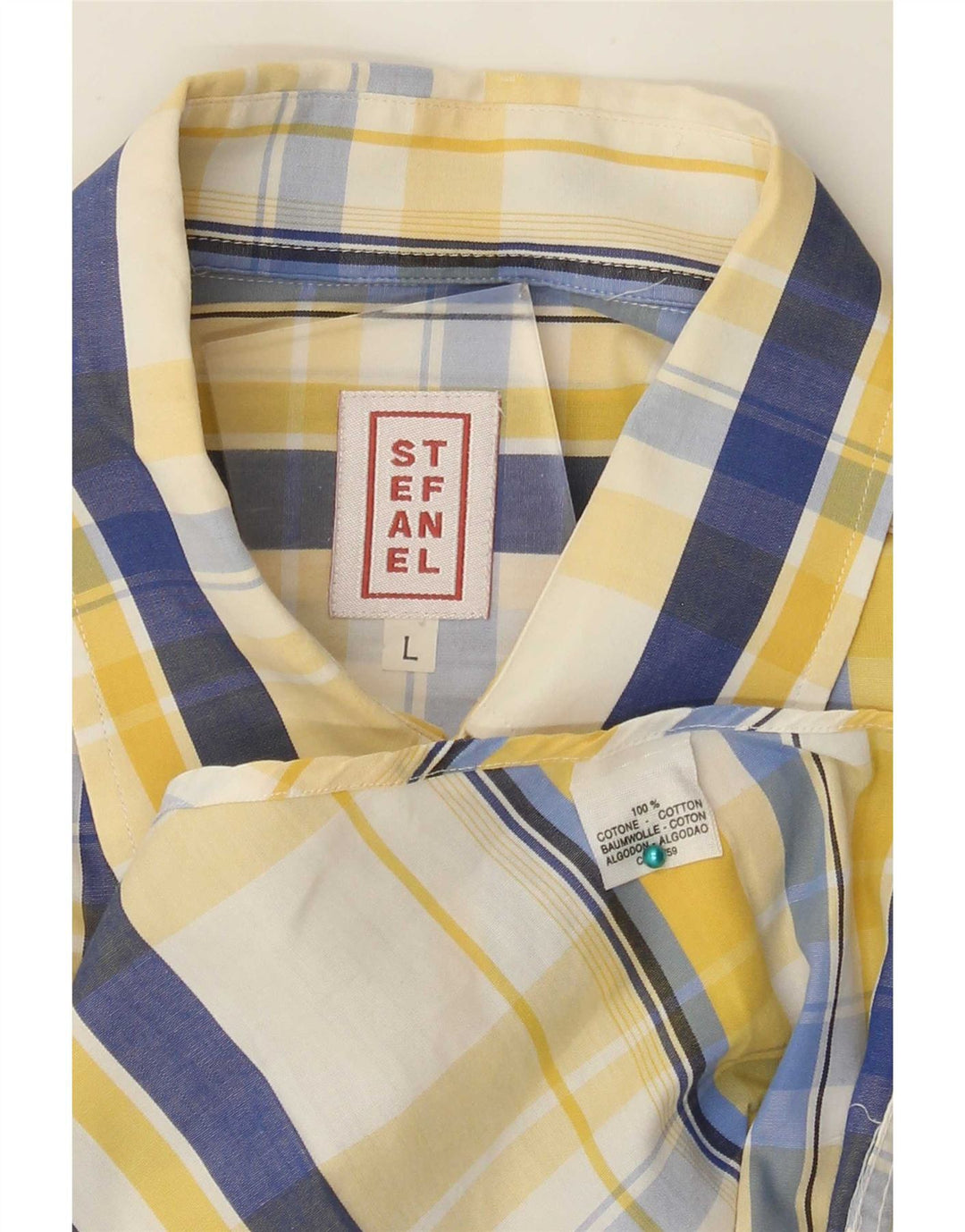 Camicia da uomo Stefanel a quadri grandi gialli in cotone