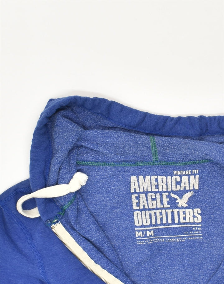AMERICAN EAGLE Womens Zip Hoodie Sweater UK 14 Medium Blue Cotton | Vintage American Eagle | Thrift | Second-Hand American Eagle | Used Clothing | Messina Hembry 