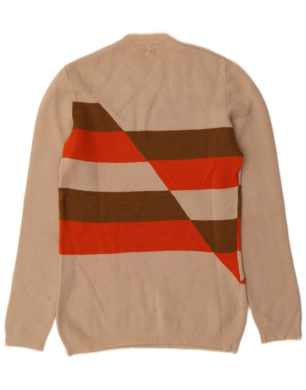 Maglione vintage da donna girocollo IT 52 2XL a righe beige