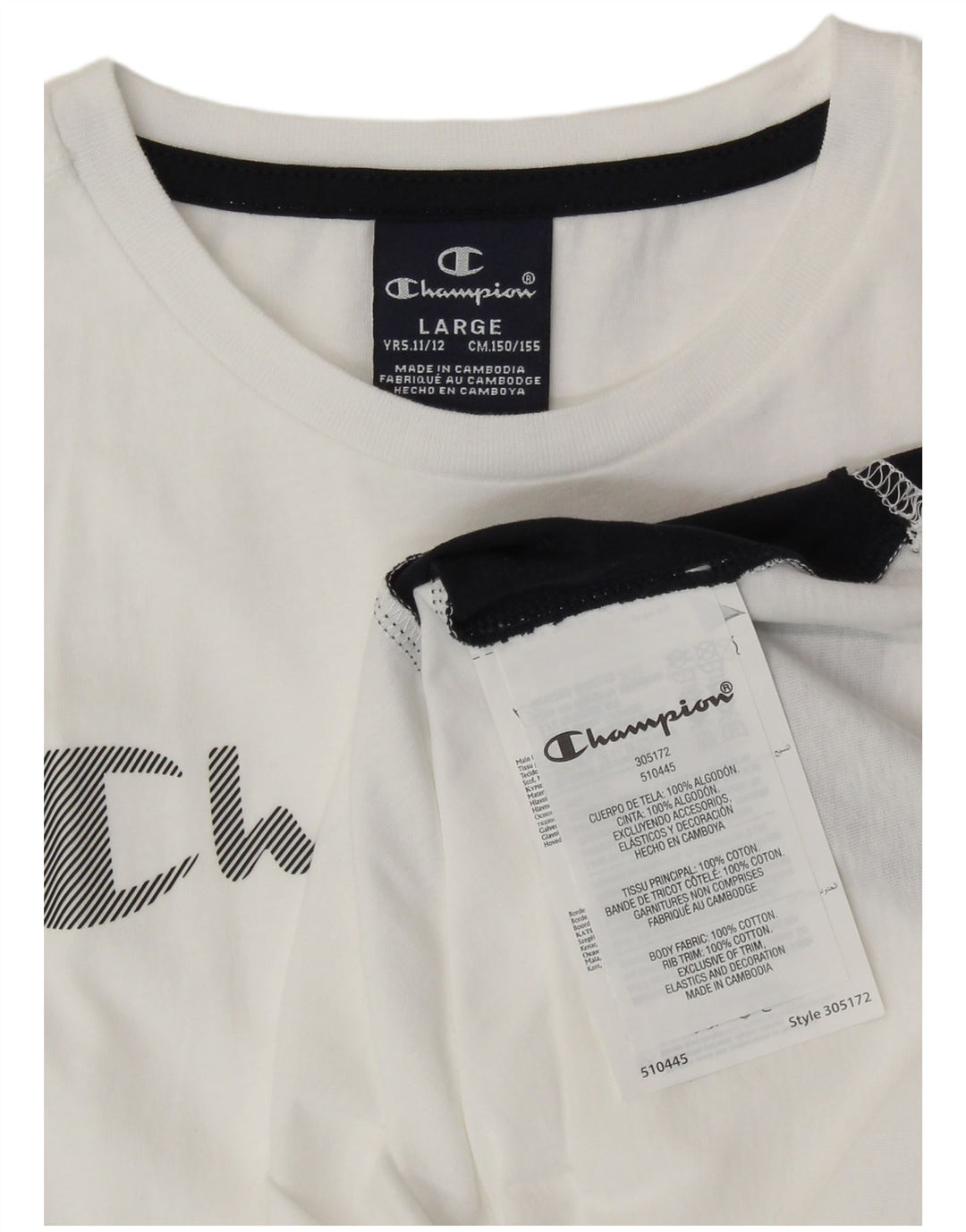 Canotta grafica Champion per ragazzi, 11-12 anni, grande, colore bianco, sportivo