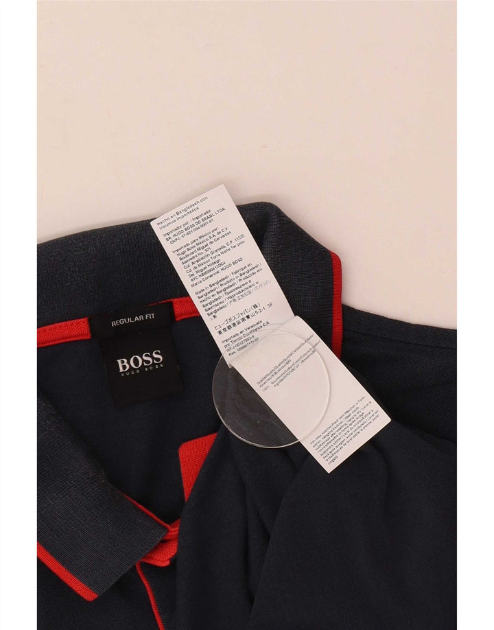 Polo Hugo Boss da uomo vestibilità regolare in cotone blu navy medio