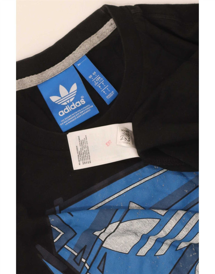 T-shirt grafica Adidas da uomo con tre strisce, grande, in cotone nero