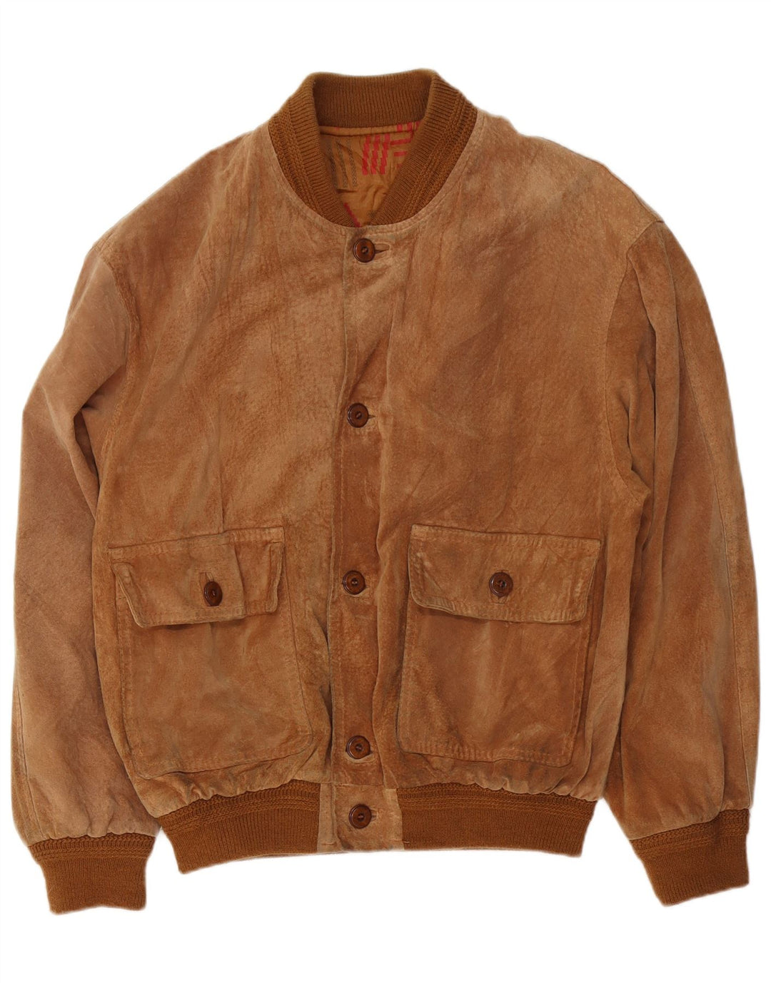 Giubbotto bomber in pelle scamosciata vintage da uomo UK 40 grande in pelle marrone