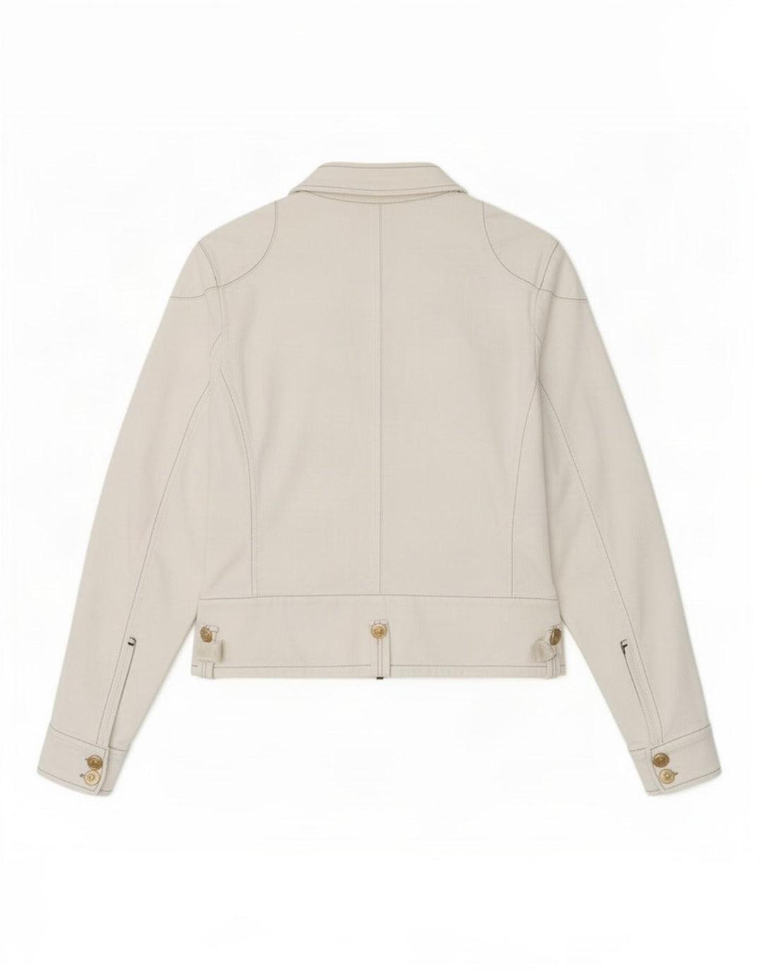 Giacca da motociclista in denim da donna Escada EU 38 Cotone bianco medio
