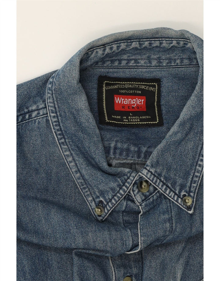 WRANGLER Mens Denim Shirt Large Blue Cotton Vintage Wrangler and Second-Hand Wrangler from Messina Hembry 