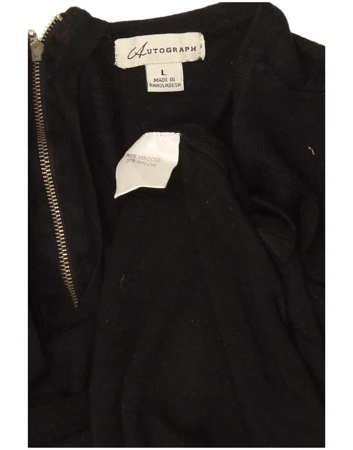 Maglione da donna Marks & Spencer con zip e collo UK 16 grande in viscosa nera