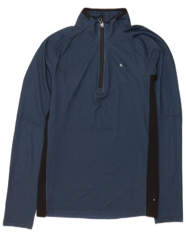 The North Face Top da uomo con zip e collo a maniche lunghe piccolo blu geometrico sportivo