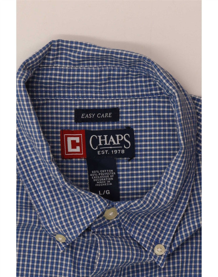 Chaps Camicia a maniche corte da uomo in cotone a quadri blu grandi