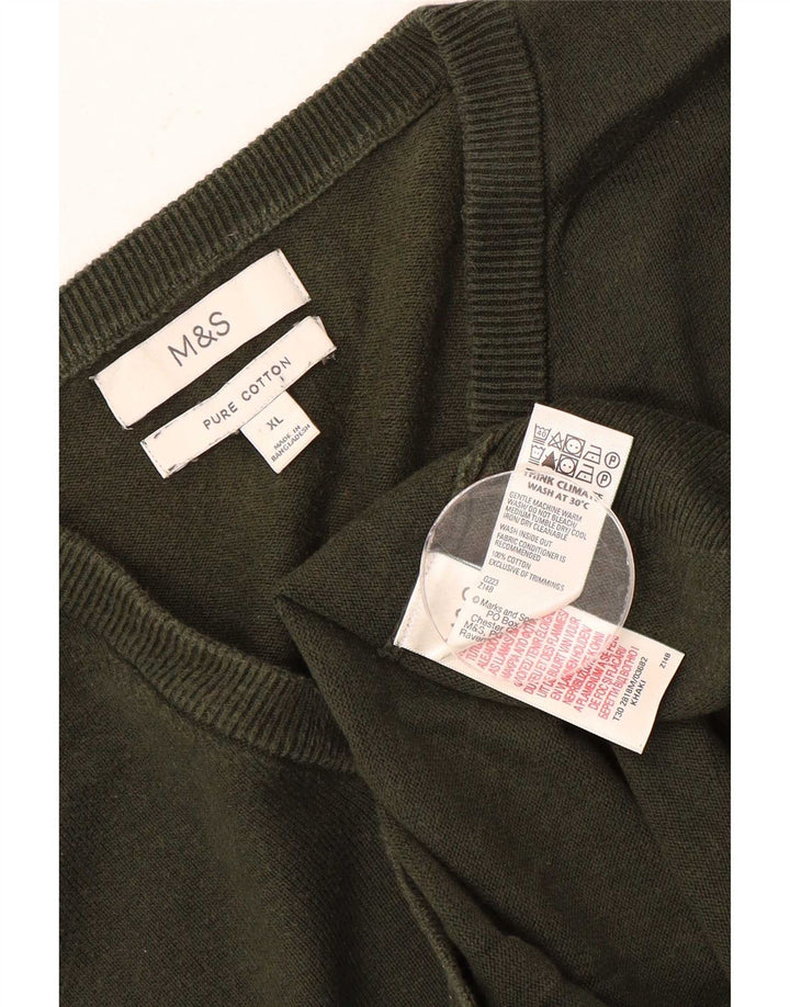 Maglione da uomo con scollo a V Marks & Spencer XL in cotone kaki