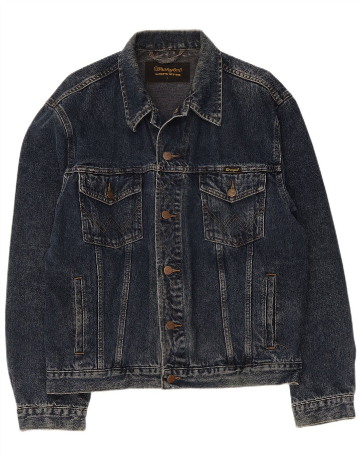 Giacca di jeans da uomo Wrangler UK 40 grande cotone blu navy