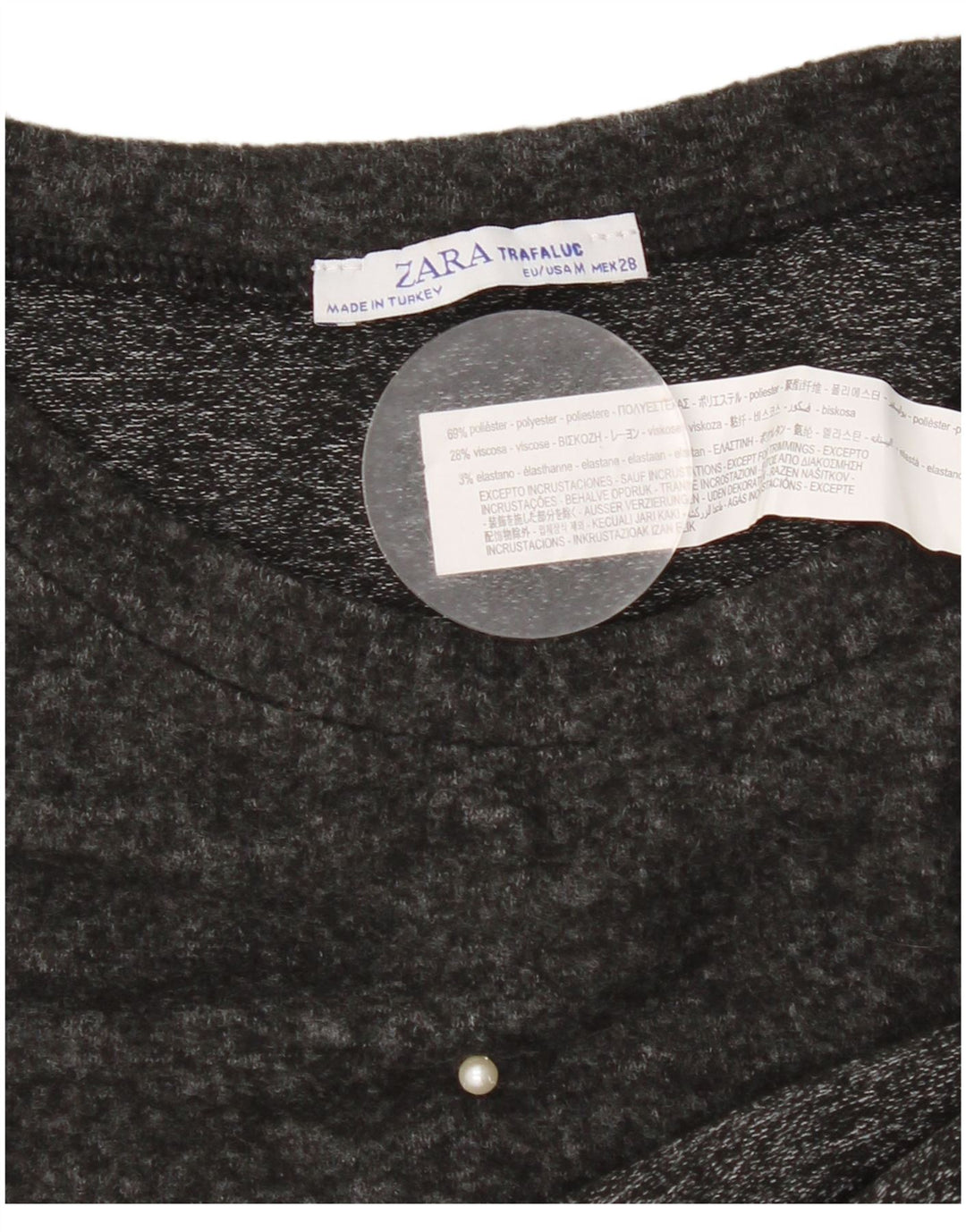 T-shirt ampia da donna Zara UK 14 Poliestere maculato grigio medio