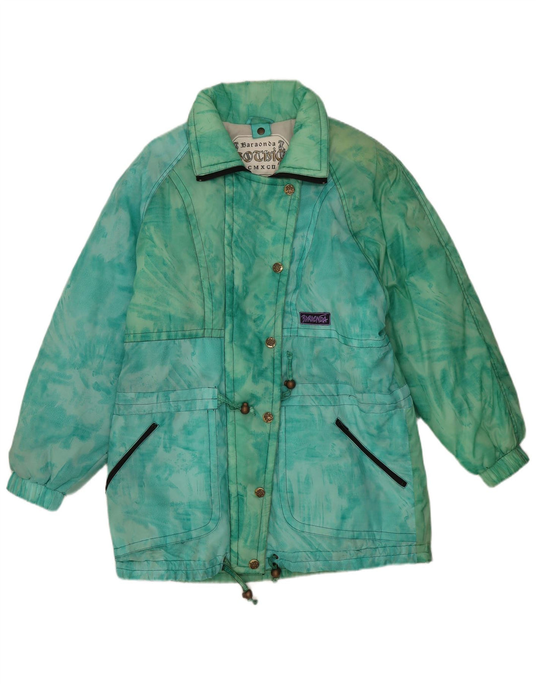 Giacca imbottita oversize da donna vintage IT 42 Poliammide tie dye verde medio