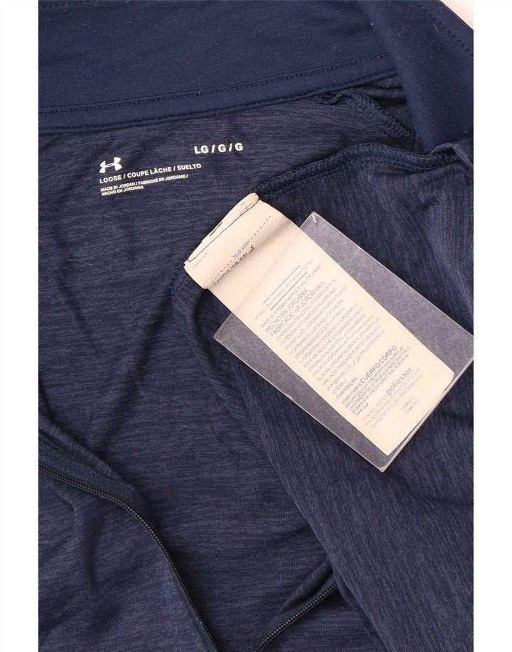Under Armour - Tuta da uomo pullover con zip e collo, grande gessato blu navy