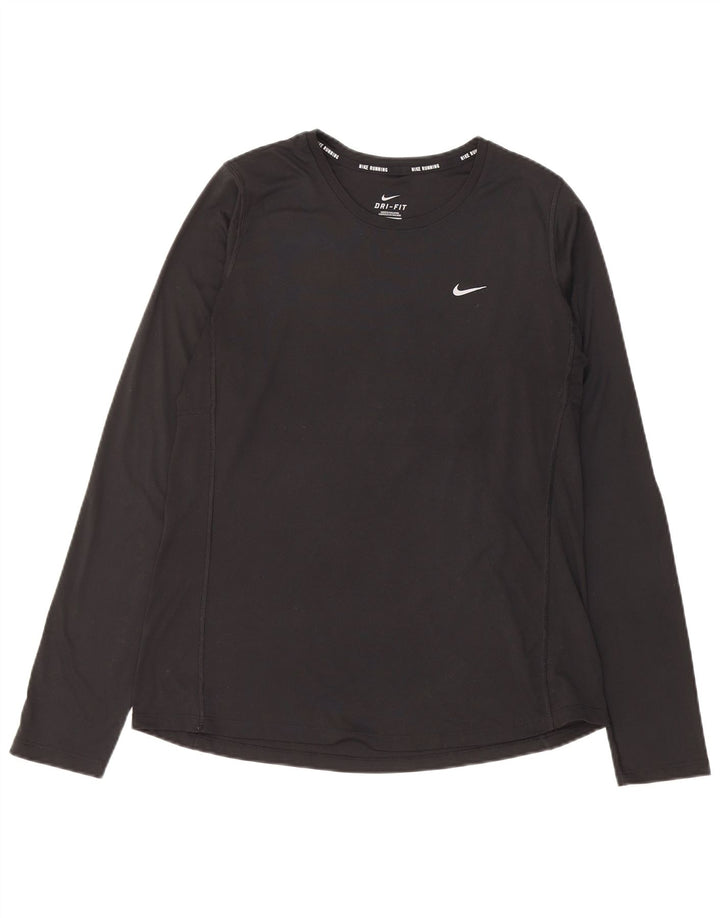 Top Nike Dri Fit da donna a maniche lunghe UK 14 Large Nero